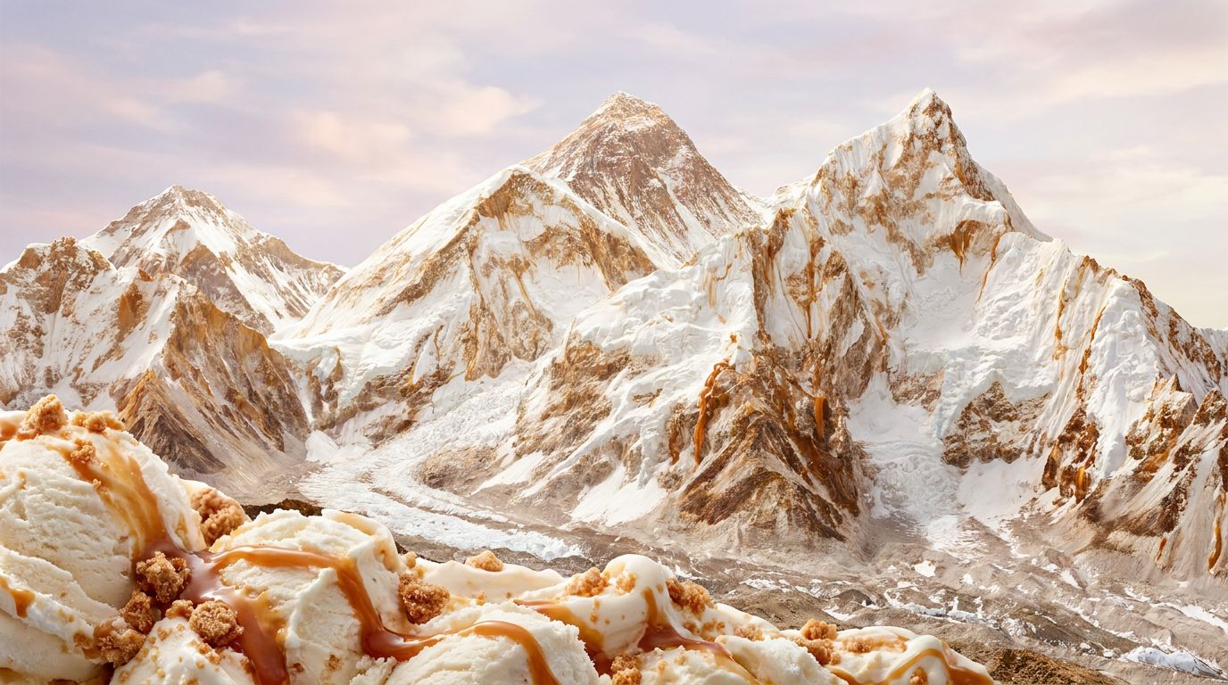 Ice cream mountain range generated by Nano Banana Pro