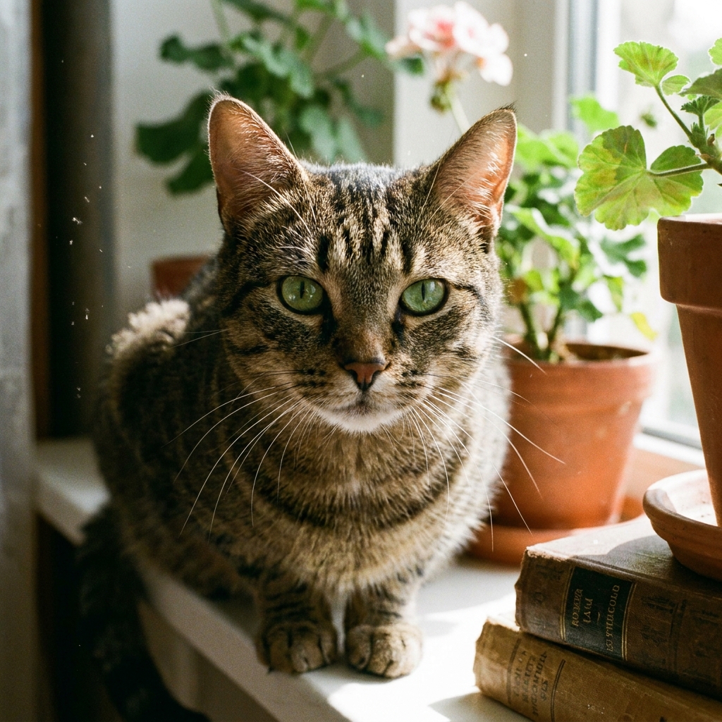 a cat stare at the camera